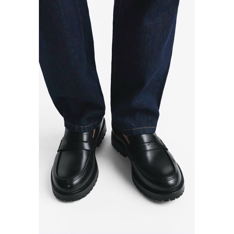 Giày lười màu đen Zara authentic TRACK SOLE size 41