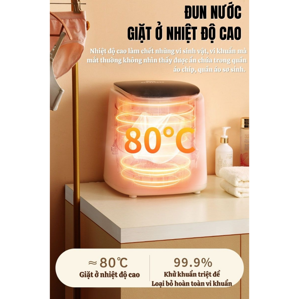 Máy giặt mini đồ lót khuẩn và sấy khô cao cấp máy giặt đồ trẻ em sơ sinh siêu sạch khử trùng sấy khô an toàn