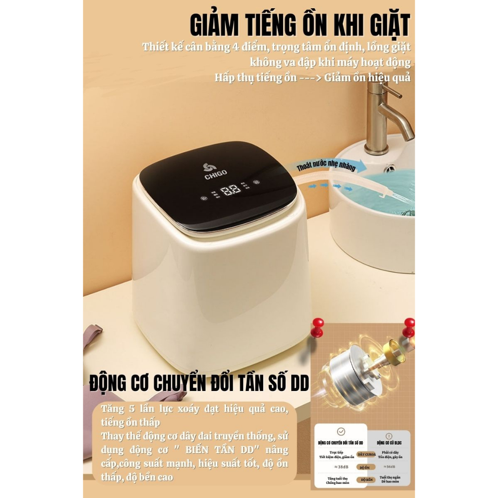 Máy giặt mini đồ lót khuẩn và sấy khô cao cấp máy giặt đồ trẻ em sơ sinh siêu sạch khử trùng sấy khô an toàn