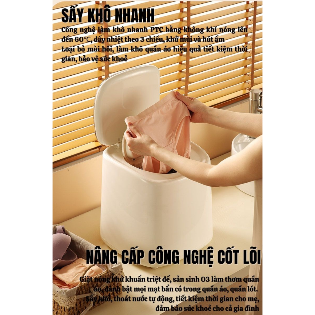 Máy giặt mini đồ lót khuẩn và sấy khô cao cấp máy giặt đồ trẻ em sơ sinh siêu sạch khử trùng sấy khô an toàn