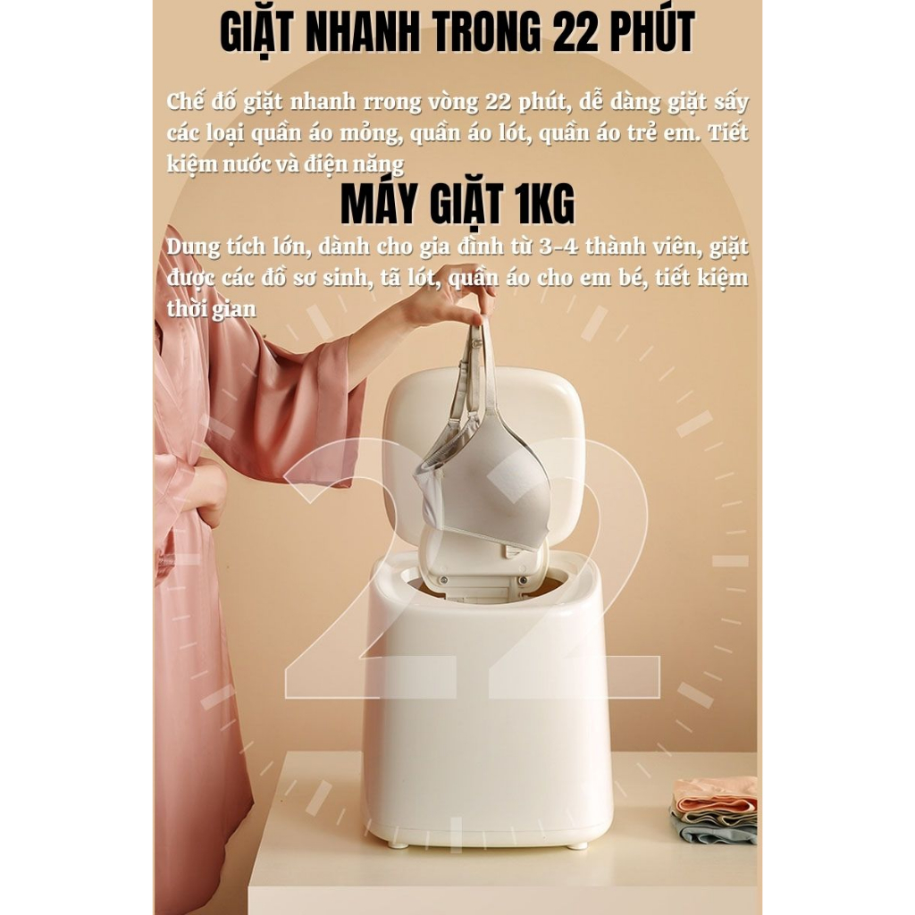Máy giặt mini đồ lót khuẩn và sấy khô cao cấp máy giặt đồ trẻ em sơ sinh siêu sạch khử trùng sấy khô an toàn