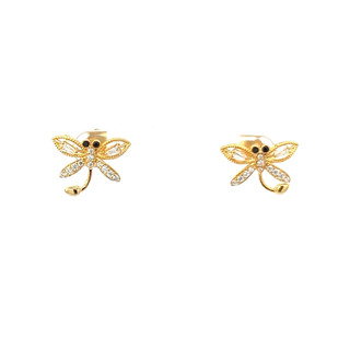 Bông tai nữ UHA mạ vàng 18K , đính kim cương nhân tạo B1071130