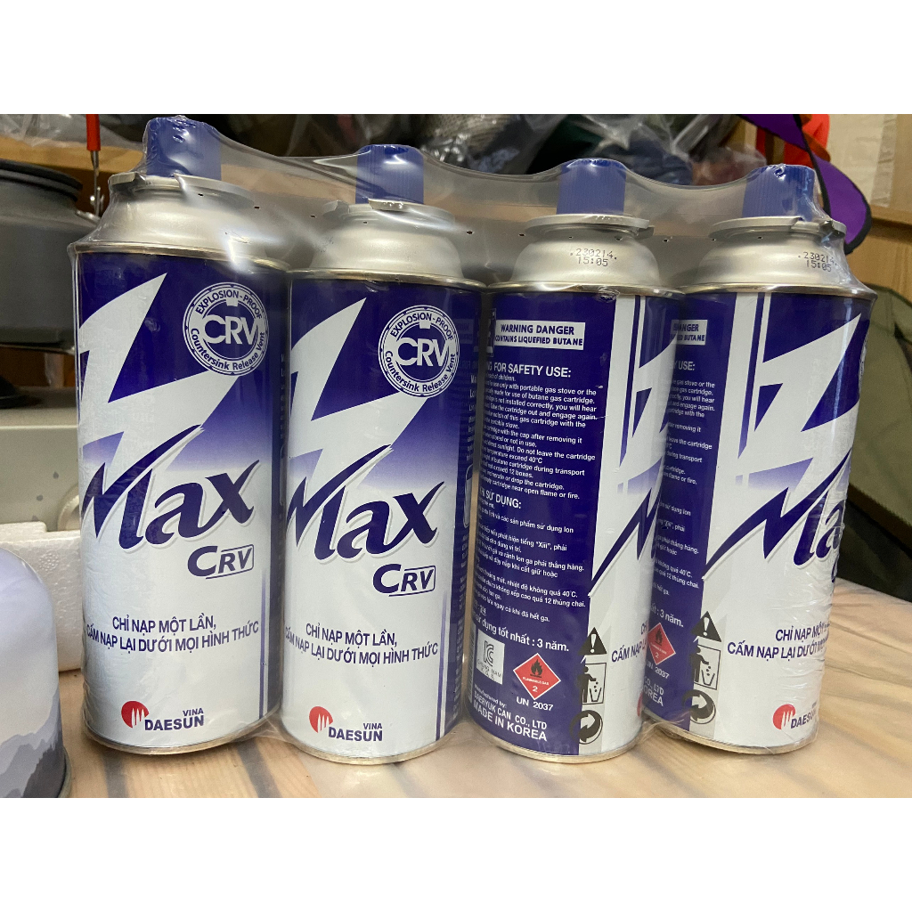 Bình Gas dã ngoại Max CRV 220G - vỉ 4 bình