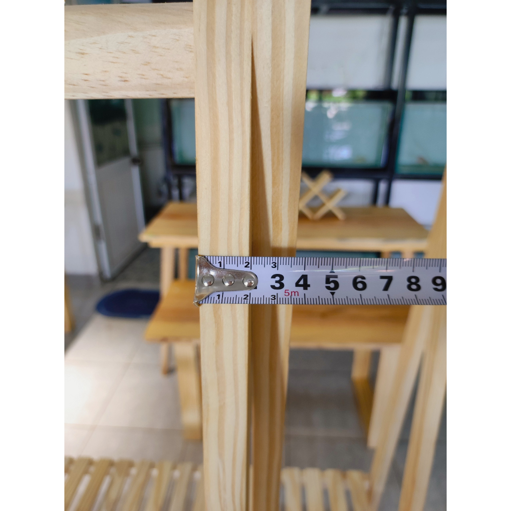 Kệ treo quần áo chữ A Thik Decor KT 135*100*37cm, giá treo quần áo decor phòng bằng gỗ thông tự nhiên