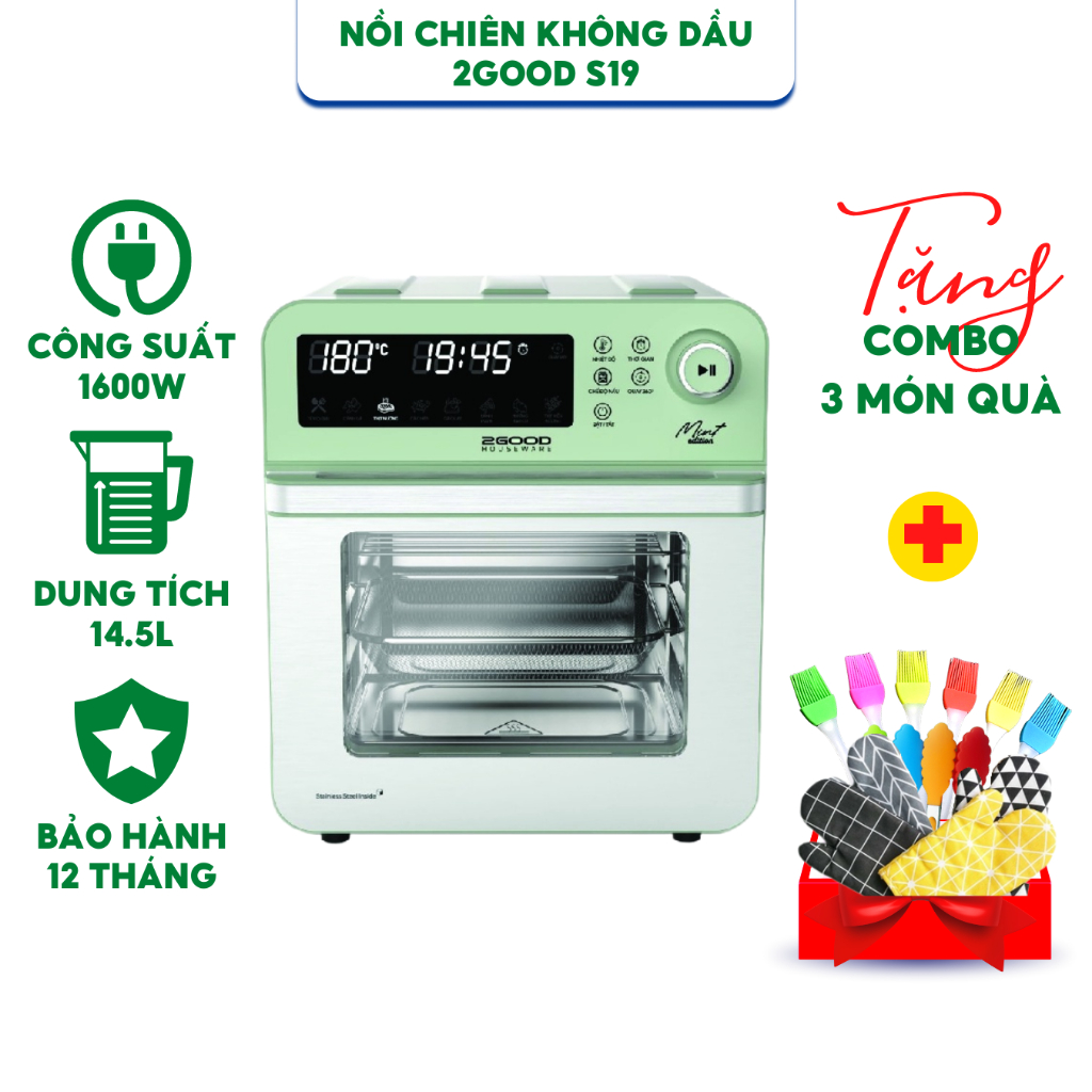 Nồi Chiên Không Dầu 2Good Vortex S19 15 Lít - Hàng Chính Hãng - Bảo Hành 24 tháng