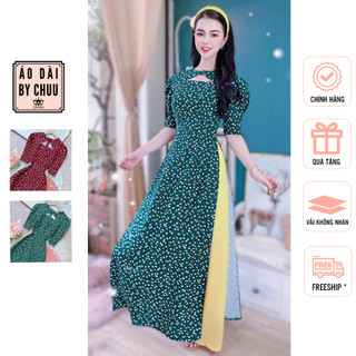  Áo dài hoa cách tân nữ cổ tàu nhung tăm Moon CHUU AD8113 - không kèm quần 
