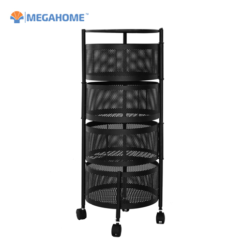Kệ nhà bếp Megahome 3 tầng,4 tầng xoay tròn đa năng có bánh xe dễ dàng di chuyển