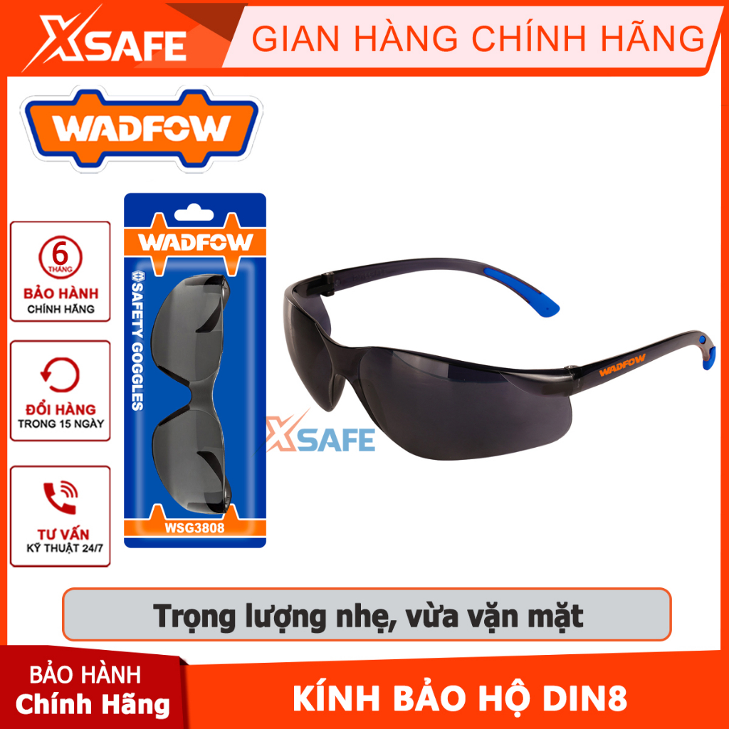 Kính bảo hộ DIN8 WADFOW WSG3808 trọng lượng nhẹ, thoải mái khi đeo, tầm nhìn rộng thấu kính trong nhà và ngoài trời