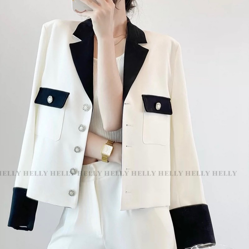 BLAZER LỬNG ĐEN TRẮNG HELLY SHOP