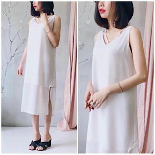 Đầm maxi voan trắng