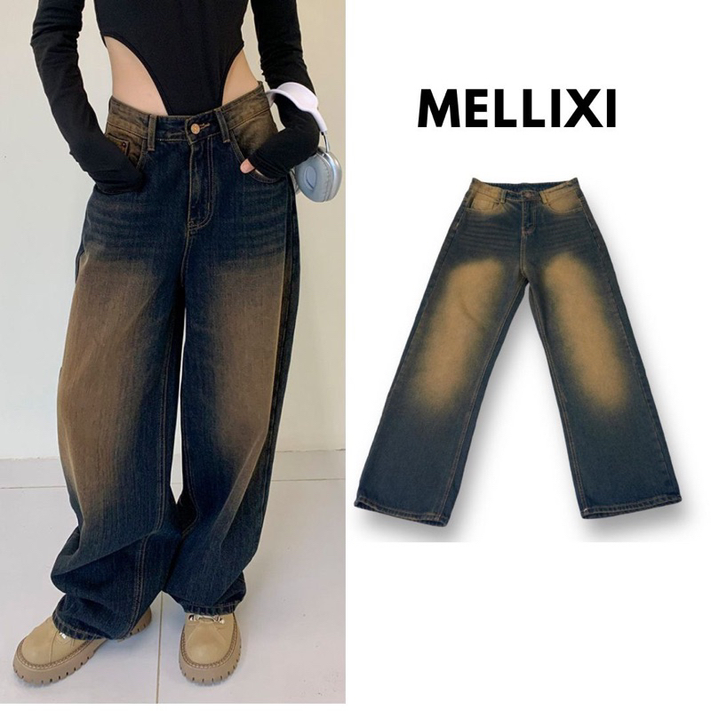 Quần jean nữ ống rộng dáng xuông vải bò rách gối basic màu xám phong cách Ulzzang đủ size S M L | BigBuy360 - bigbuy360.vn