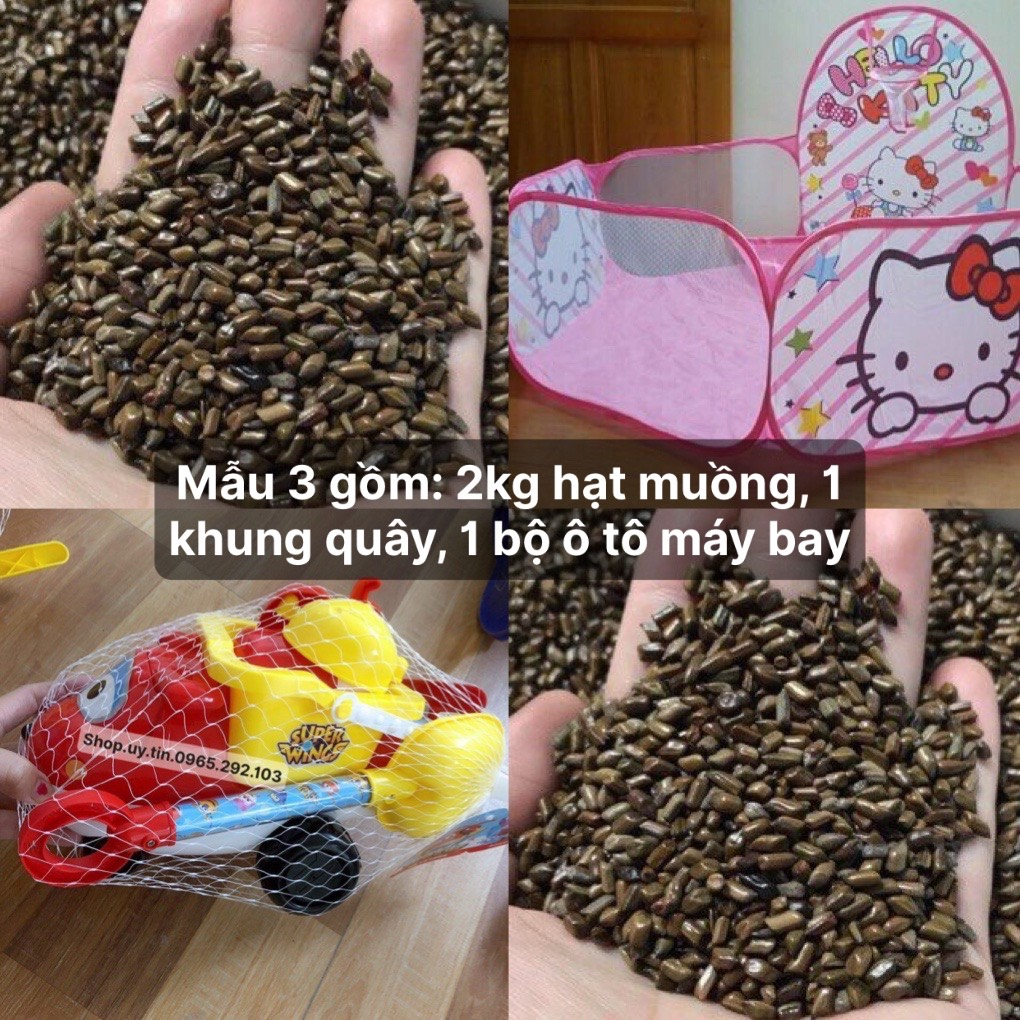 Combo Bộ Đồ Chơi Xúc Cát Hạt Muồng Kèm Khung Quây và hạt muồng