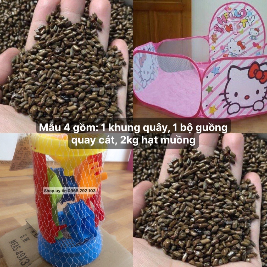 Combo Bộ Đồ Chơi Xúc Cát Hạt Muồng Kèm Khung Quây và hạt muồng