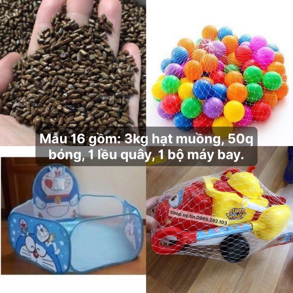 Combo Bộ Đồ Chơi Xúc Cát Hạt Muồng Kèm Khung Quây và hạt muồng