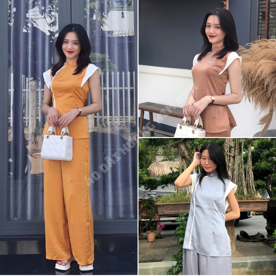BỘ ĐỒ LAM TAY CỘC PHÁP PHỤC TRUYỀN THỐNG ĐI LỄ CHÙA, ÁO BÀ BA CÁCH TÂN THIẾT KẾ KÈM PHỤ KIỆN CÚC MÀU XANH, ĐỎ, VÀNG, NÂU