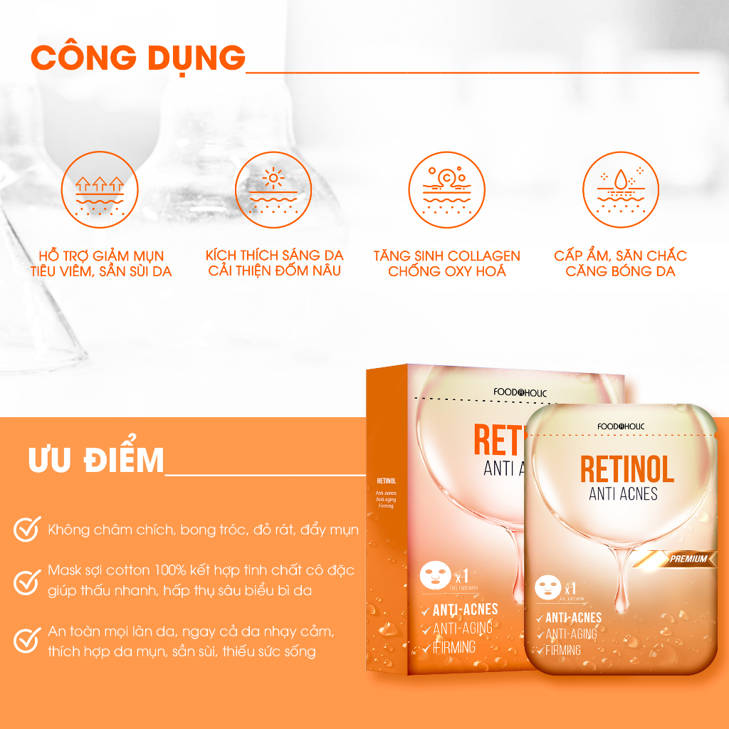 Combo 30 Mặt Nạ Dưỡng Da Căng Bóng Foodaholic Mask 23mlx30