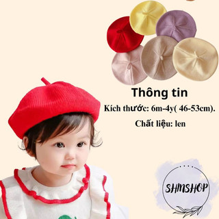 Mũ cho bé SHOPSHIN chất liệu len kiểu dáng basic phong cách Hàn Quốc nón dành cho trẻ em từ 6 tháng đến 4 tuổi MN78