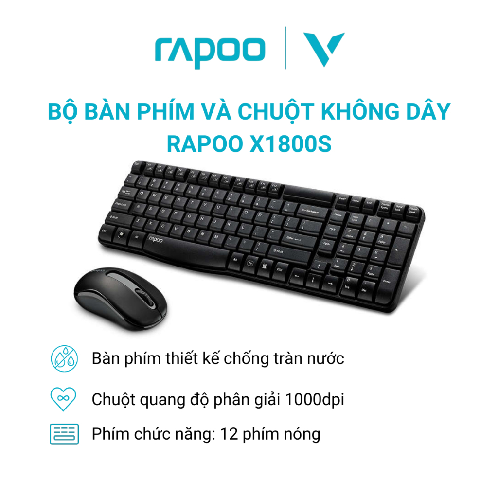 Bàn phím chuột Rapoo X1800S không dây - Bảo hành chính hãng 2 năm