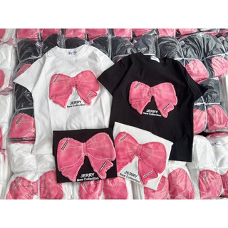 Áo thun Croptop ôm body nữ phối nơ nổi