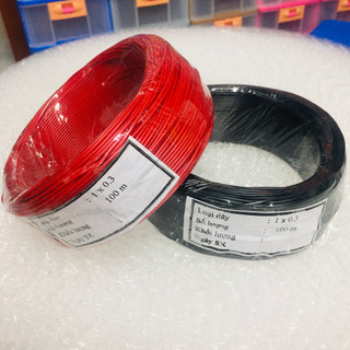 Cuộn 100 mét dây điện đơn 0.3mm màu đỏ đen lõi đồng nhiều sợi