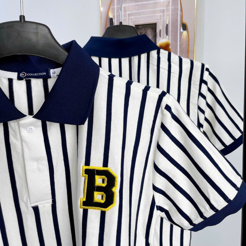 Áo Thun Polo Nam Nữ Cotton Hoạ Tiết KẺ SỌC  PLTN