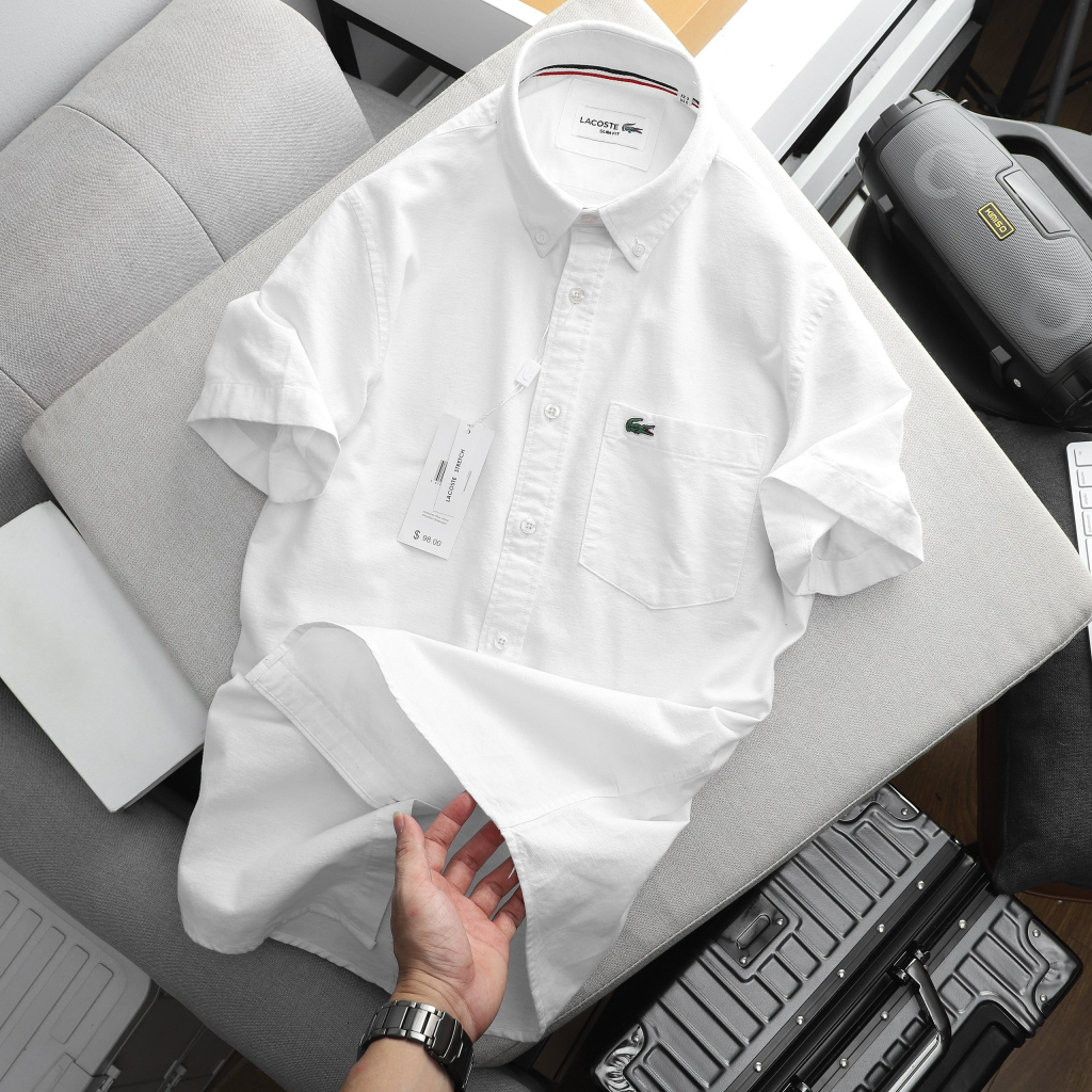 Áo sơ mi nam tay ngắn CÓ TÚI LACOSTE VẢI CHỐNG NHĂN KO CẦN ỦI Vải Xịn Oxford Kháng Khuẩn Co Giãn Hàng Chuẩn Hãng