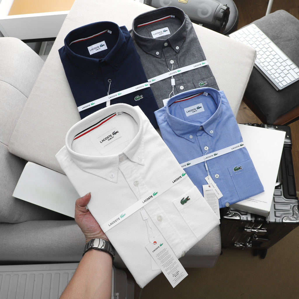 Áo sơ mi nam tay ngắn CÓ TÚI LACOSTE VẢI CHỐNG NHĂN KO CẦN ỦI Vải Xịn Oxford Kháng Khuẩn Co Giãn Hàng Chuẩn Hãng