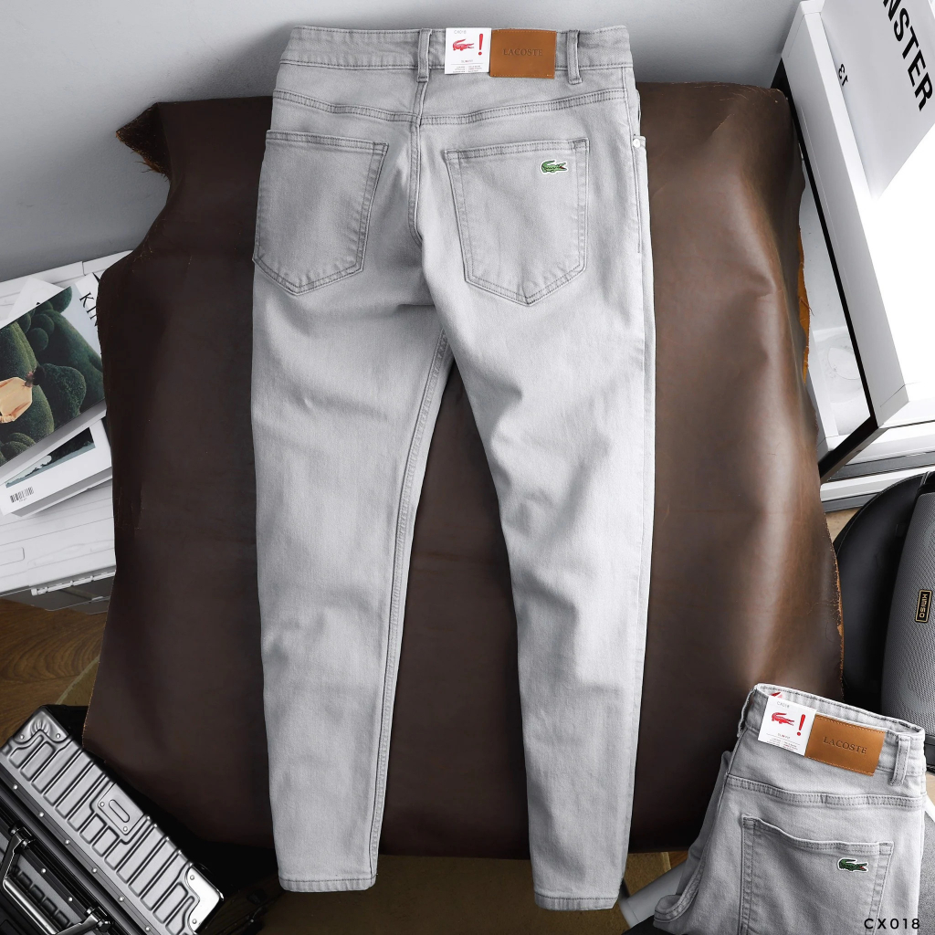 Quần Jean Nam LACOSTE TRƠN CX018 MÀU XÁM Nhạt Form SlimFit Mềm Mịn Co Giãn Hàng Xuất Xịn Có Big Size