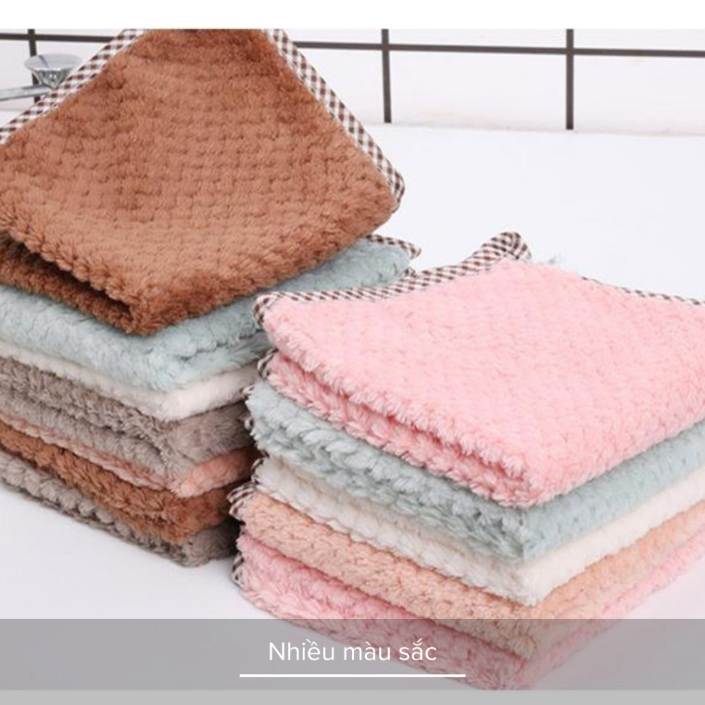 Khăn Lau Tay Nhà Bếp Bằng Vải Bông Siêu Thấm Hút, Khăn Lau Khô Bát Đĩa, Có Quai Treo Móc Tiện Lợi