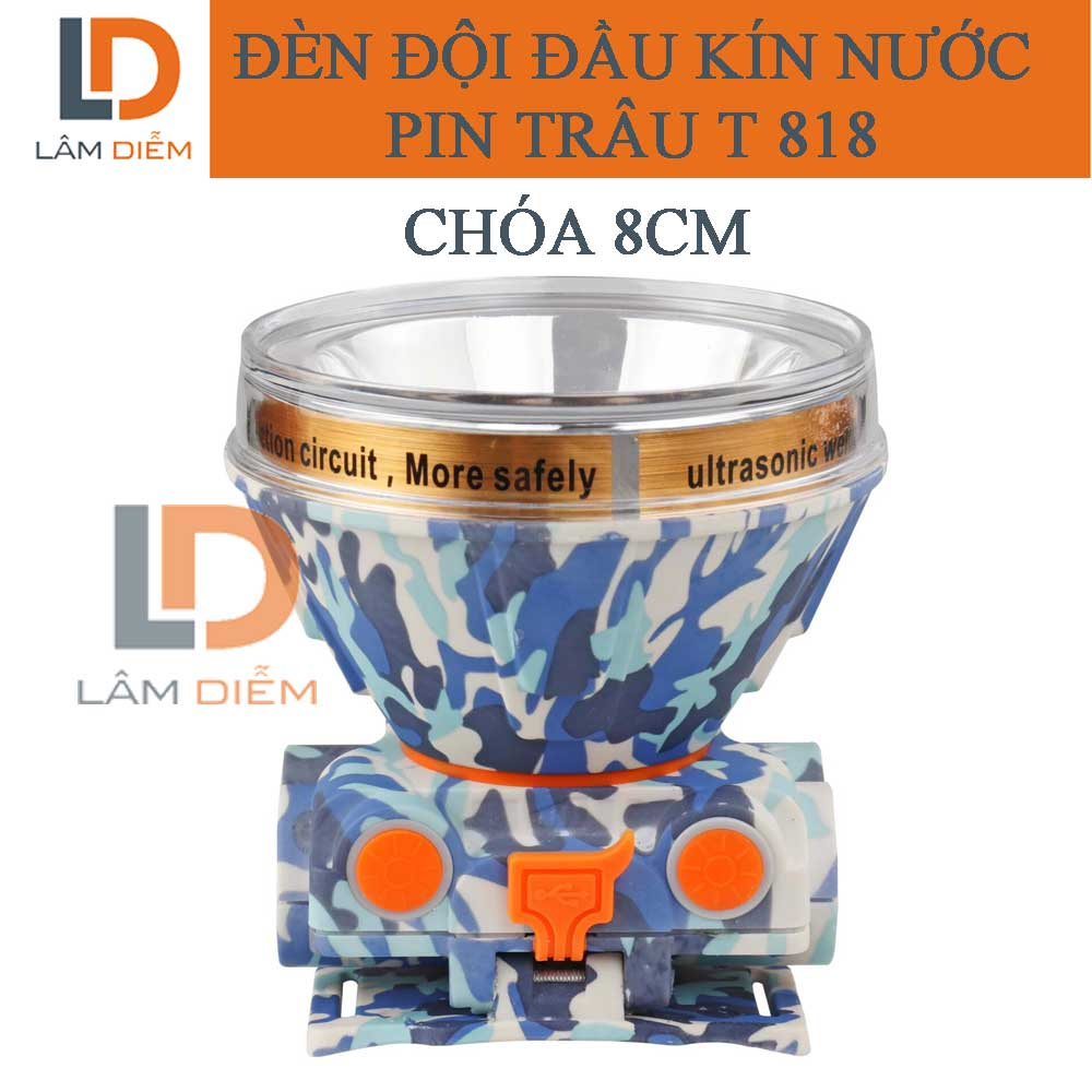 ĐÈN PIN SẠC 3 CHẾ ĐỘ ĐỘI ĐẦU CHỐNG NƯỚC PIN SIÊU LÂU T818-812