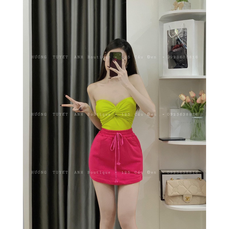 Áo thun ống xoắn ngực crotop, sexy cá tính