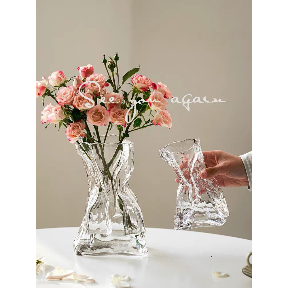 Bình cắm hoa thủy tinh dáng eo Origami Đặc Biệt Sáng Tạo Trang Trí Nhà Cửa