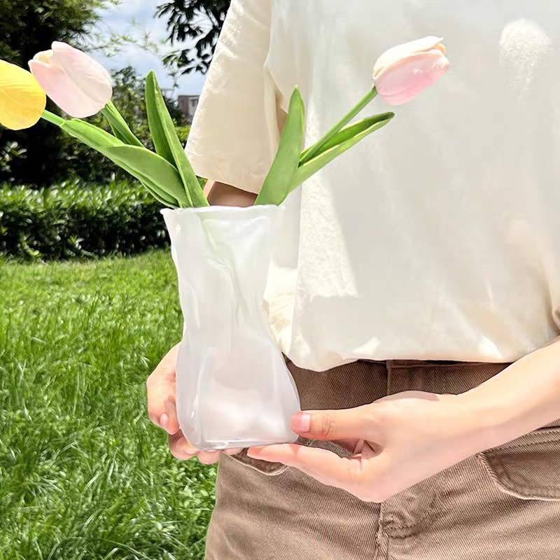 Bình cắm hoa thủy tinh dáng eo Origami Đặc Biệt Sáng Tạo Trang Trí Nhà Cửa