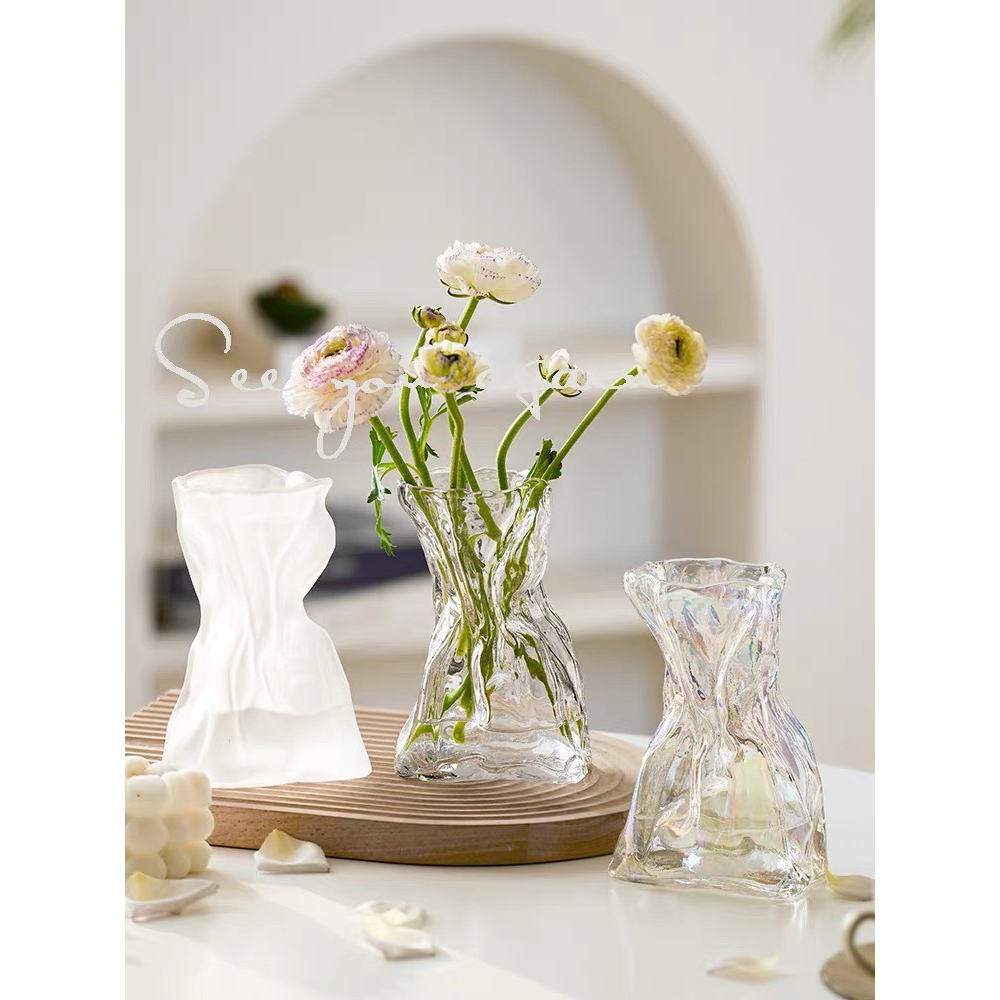 Bình cắm hoa thủy tinh dáng eo Origami Đặc Biệt Sáng Tạo Trang Trí Nhà Cửa