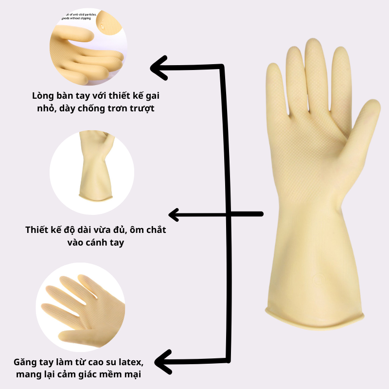Mua 3 Tặng 2 Bộ 3 Đôi Găng Tay Cao Su Ngọc Trai Thương Hiệu BEIGL Size L