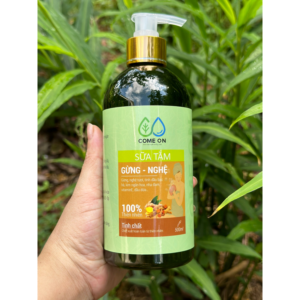 Sữa tắm thảo dược Gừng-Nghệ Come On 500ML giúp làn da bạn săn chắc, sáng mịn, chống lão hoá,giảm mụn