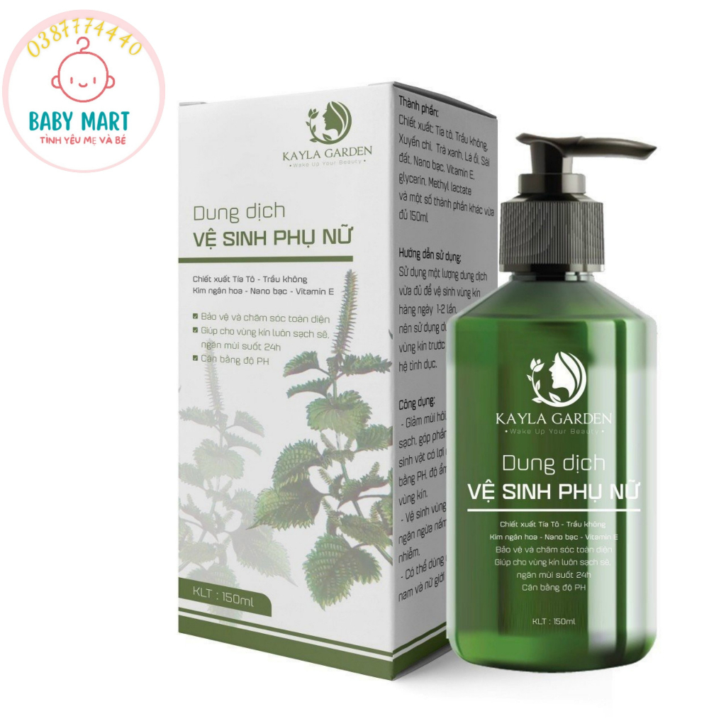 DUNG DỊCH VỆ SINH PHỤ NỮ TÍA TÔ TRẦU KHÔNG KAYLA GARDEN 150ML