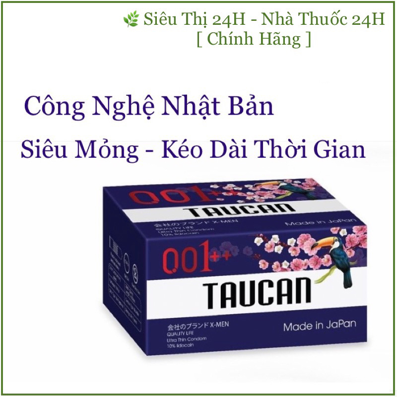 TAUCAN Bao cao su siêu mỏng 0.01 kéo dài thời gian nhập khẩu Nhật Bản Hộp 10 cái