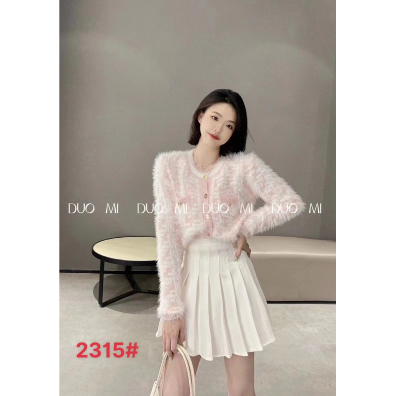 Áo khoác len nữ dáng croptop hoạ tiết hàng QC