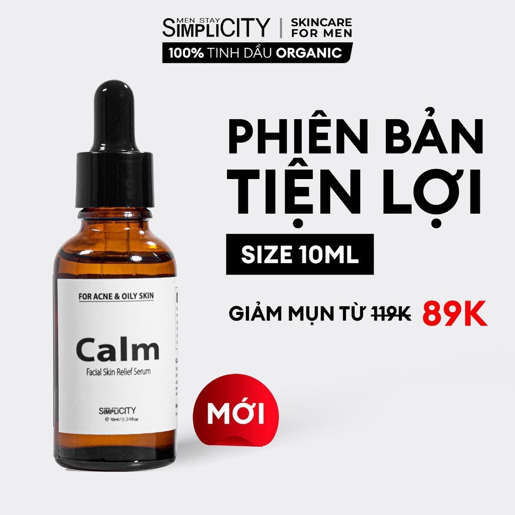 Serum giảm mụn & làm dịu da cho nam Men Stay Simplicity Calm Skin Relief Facial Serum 10ml - 30ml