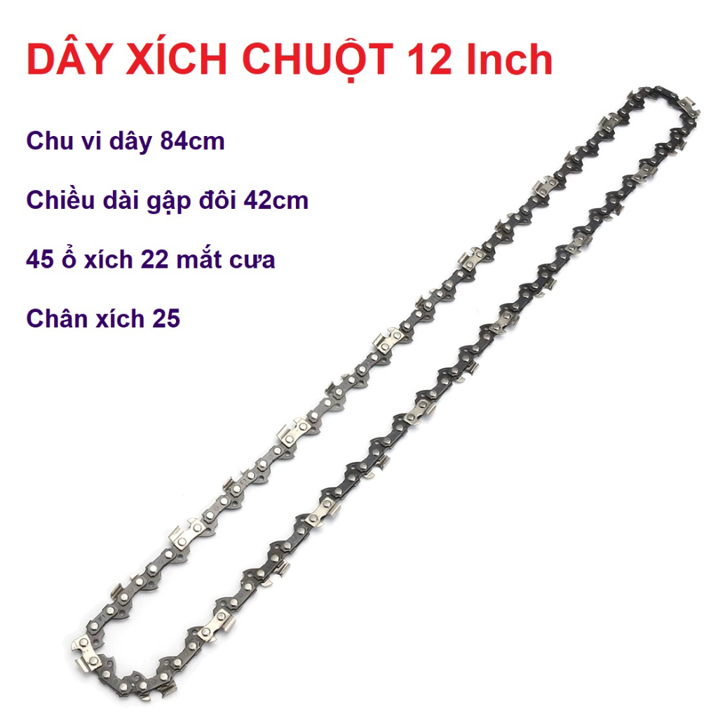 Dây Xích Chuột 12in 16in 22in Dây Xích Cưa 22 Mắt 32 Mắt 43 Mắt Xích Chuột Cho Các Loại Máy Cưa Nhật Bãi