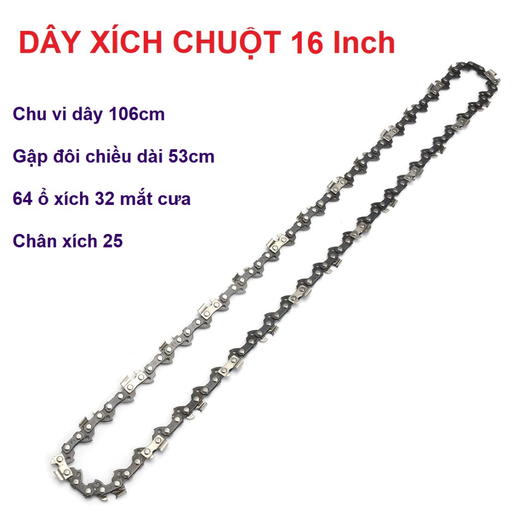 Dây Xích Chuột 12in 16in 22in Dây Xích Cưa 22 Mắt 32 Mắt 43 Mắt Xích Chuột Cho Các Loại Máy Cưa Nhật Bãi