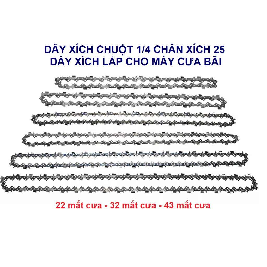 Dây Xích Chuột 12in 16in 22in Dây Xích Cưa 22 Mắt 32 Mắt 43 Mắt Xích Chuột Cho Các Loại Máy Cưa Nhật Bãi