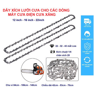 Dây xích chuột, xích mini 12in 16in 22in dây xích cưa 22/29/32/43 mắt, sên xích cưa máy cưa nhật bãi