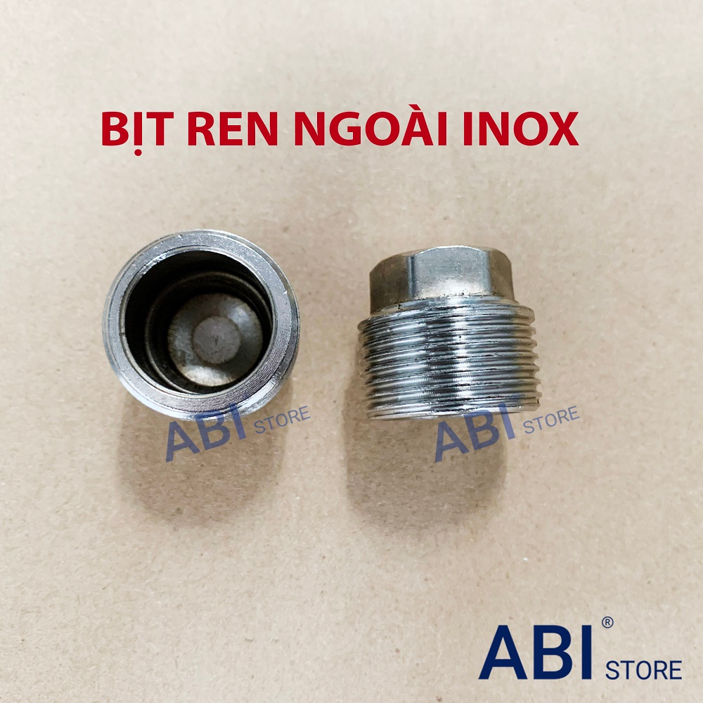 Nút bịt ren trong 21, 27, bịt inox ren ngoài dn15, dn20 hàng dày đẹp