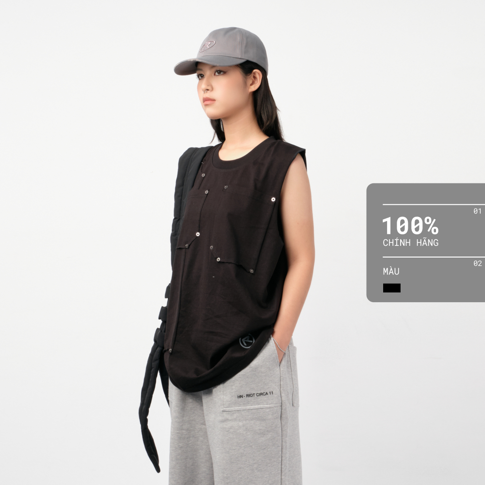 Áo Tanktop hoạ tiết khuy HANOI RIOT T0206