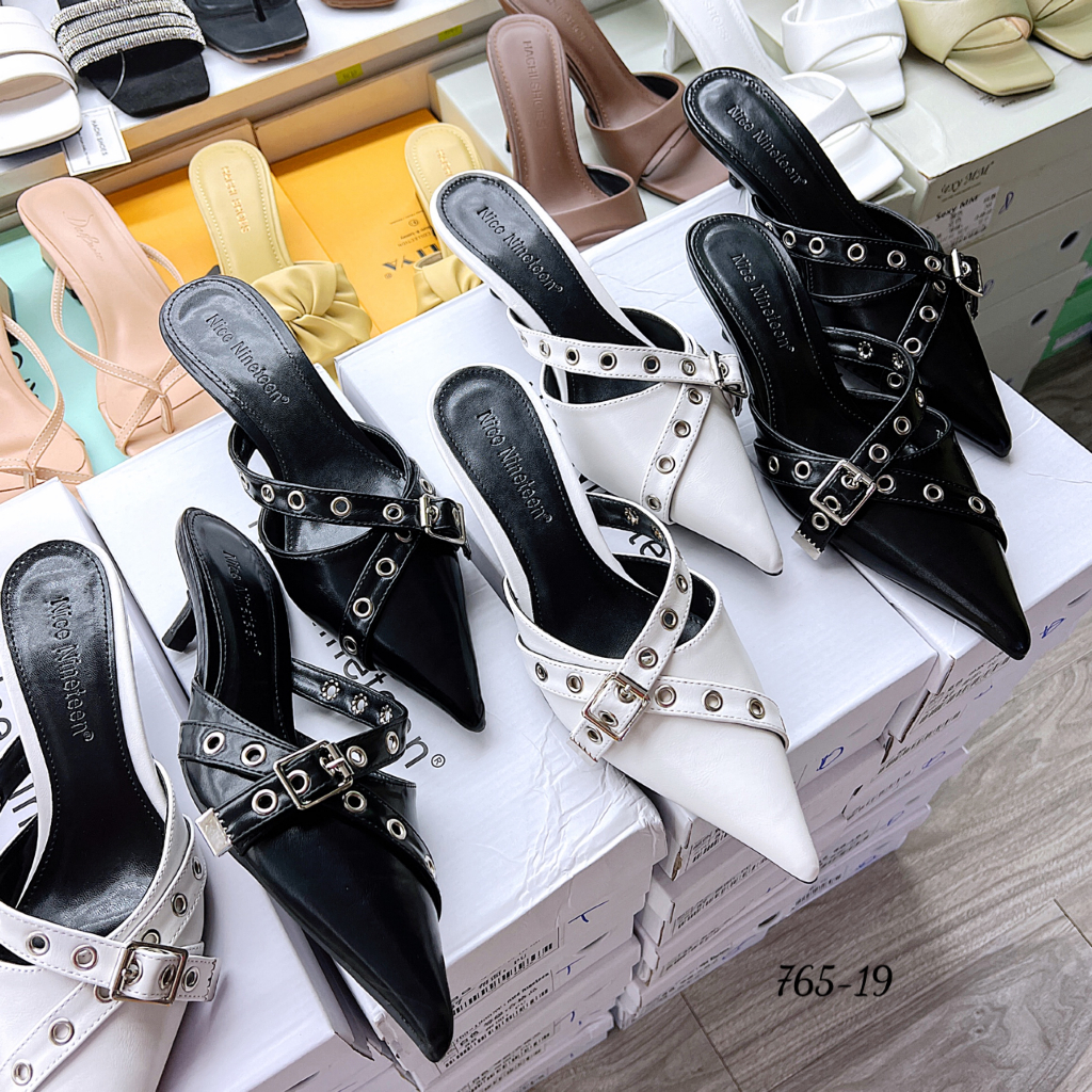 Dép sục nữ mũi nhọn gót nhọn cao 5cm hàng QCCC 765-19 - HACHI SHOES