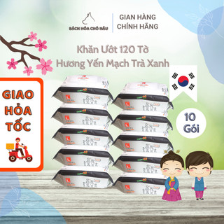 COMBO 10 Khăn Ướt Hàn Quốc LOTTE Choice L 120 Tờ/ Gói Chiết xuất Yến Mạch Trà Xanh [ Hàng Mới Chính Hãng]