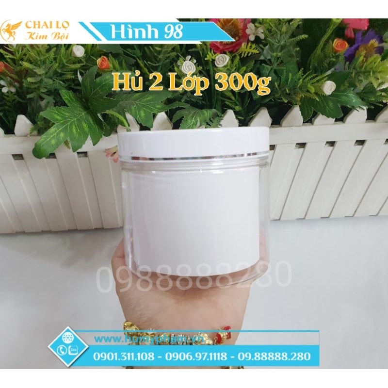 HỦ ĐỰNG KEM BODY 2 LỚP 300g TRẮNG