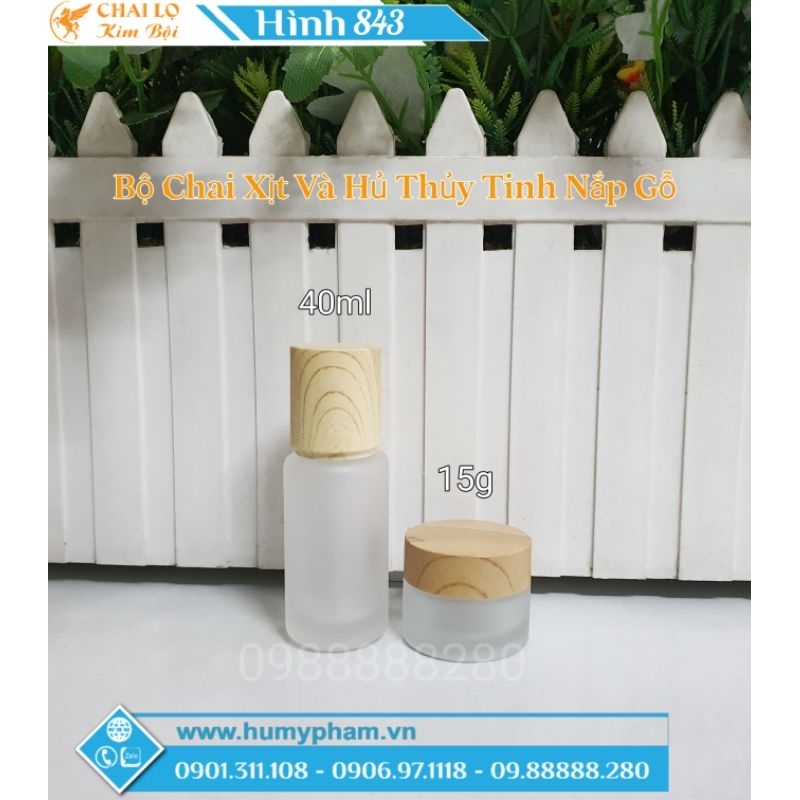 LỌ CHIẾT MỸ PHẨM - Bộ Chai Xịt Và Hủ Thủy Tinh Nắp gỗ
